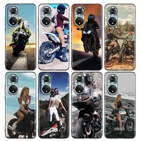 sexy girl motocross phone case for honor x8 60 8x 9x 50 30i 21i 20 9a play nova 8i 9 se y60 magic4 pro lite silicone case