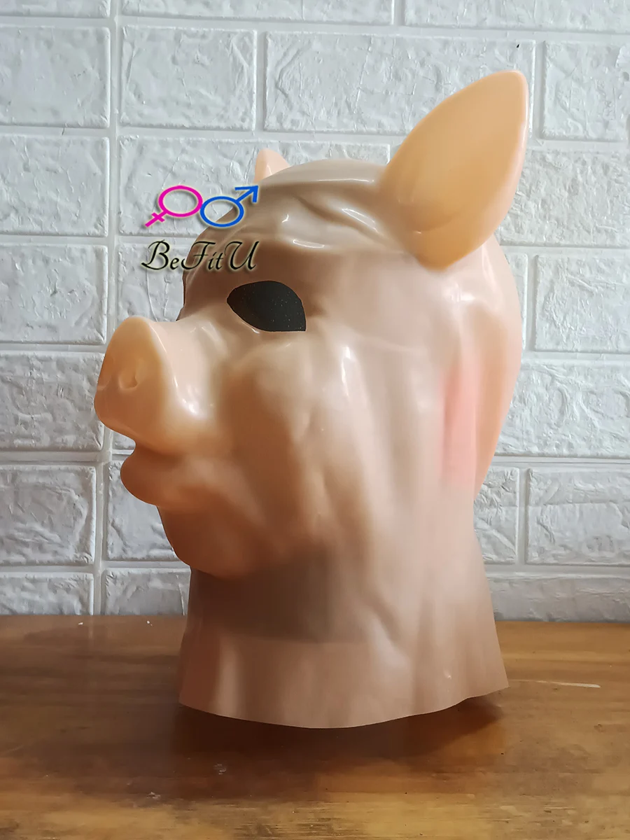 Латексные капюшоны в виде животных Косплей свинка Хэллоуин Фетиш маска капот