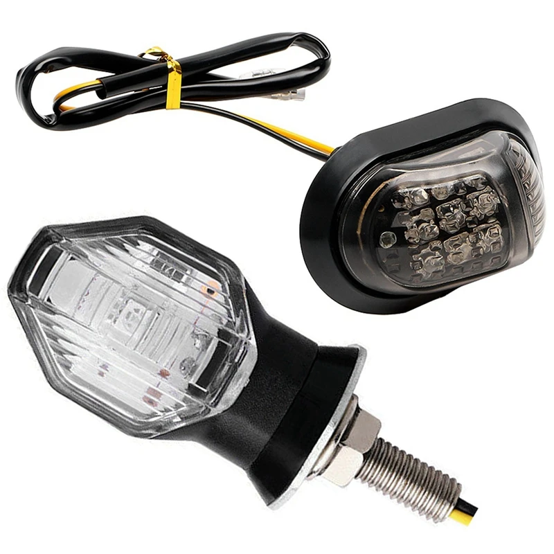 

2X 12V Yellow Lighting Motorbike Indicators Blinker 9 LED & 2Pcs Turn Signal Indicator Light Lamp Bulbs Black Amber 12V