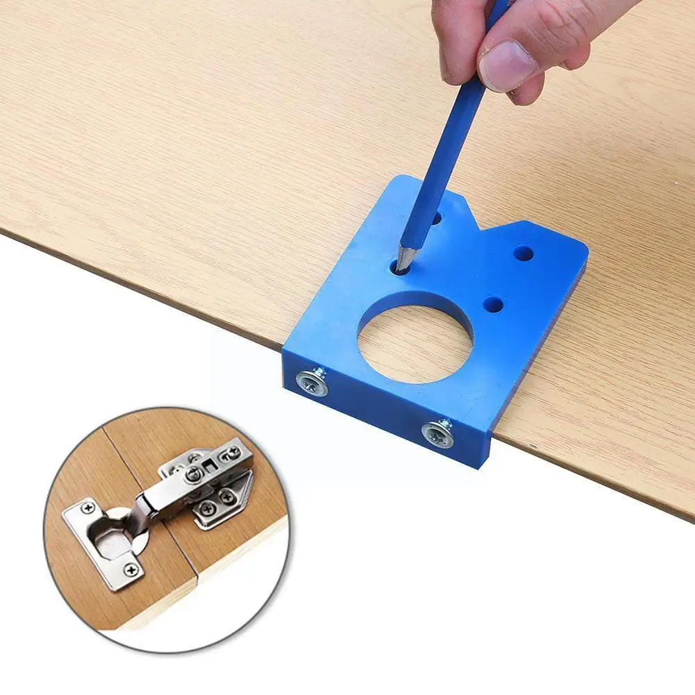 

35mm Hinge Drilling Jig Concealed Guide Hinge Hole Woodworking Drilling Locator Tool Guide Opener Hole Cabinet Door Accesso H0m0