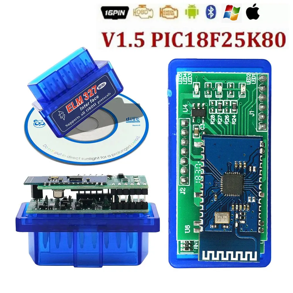 

Мини ELM327 Bluetooth-совместимый V1.5 PIC18F25K80 чип с двойной печатной платой ELM 327 Автомобильный OBD2 диагностический инструмент работает для Android/ПК