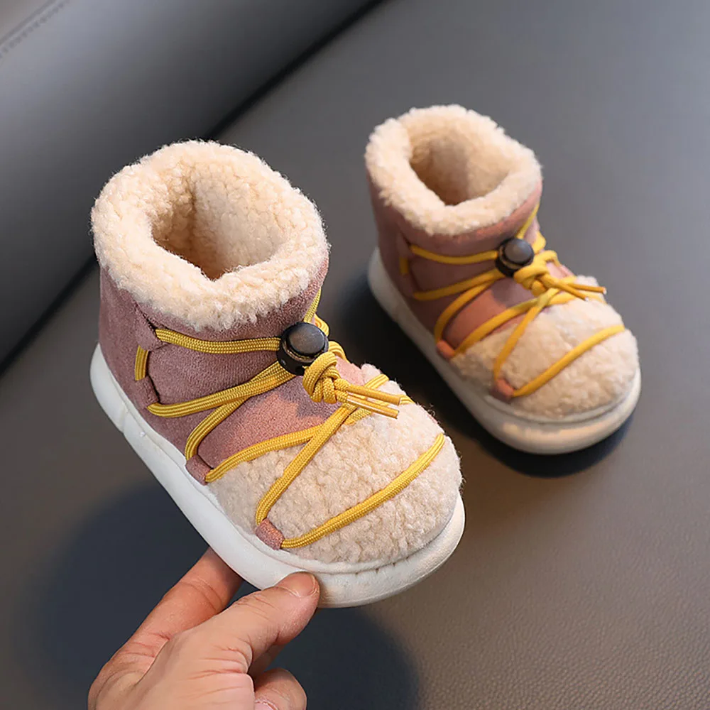 

Winter Plush Snow Boots For Kids Korean Style Thick Warm Cotton Shoes Anti-slippery Boys Girls Infant Baby Toddler Shoes