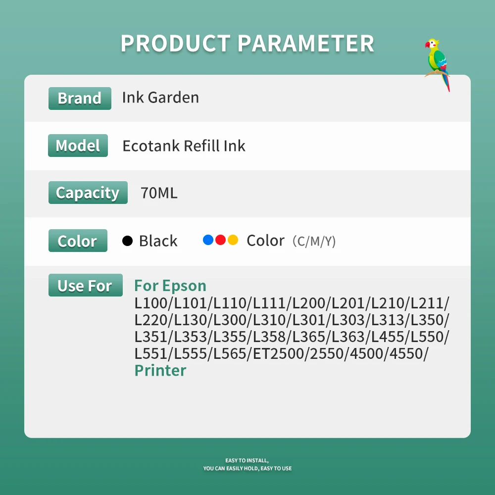 Универсальные сменные чернила СНПЧ для Epson Ecotank ET-2710 2711 2712 2714 2715 2720 2726 совместимые