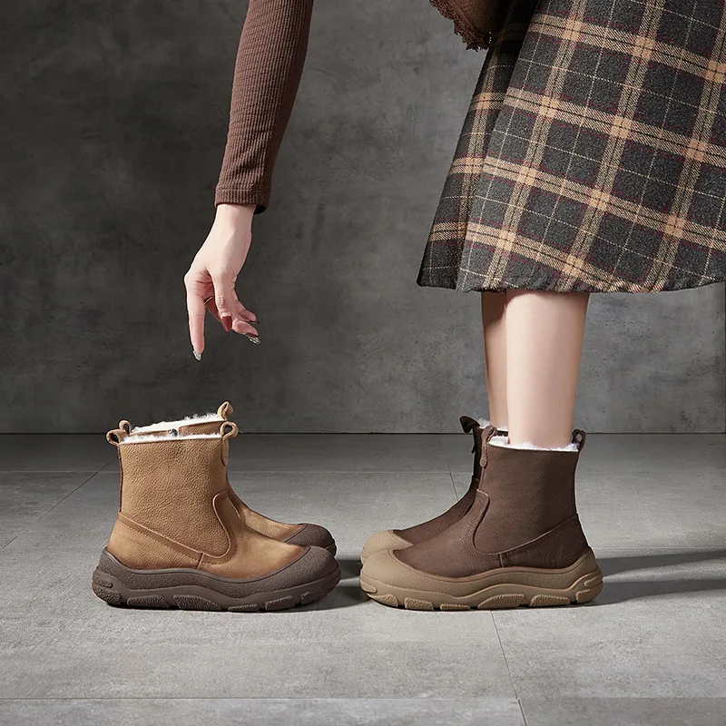 Новые шерстяные зимние ботинки женские из натуральной кожи до середины икры