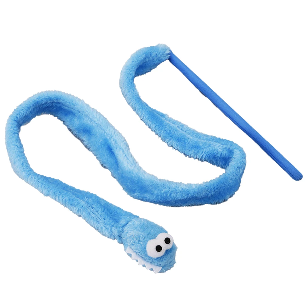

Cat Stick Sound Toy Flush Teaser Interactive Toys Sweet Gift Snake-shaped Long Handle Handily Gripped Pet Supplies Blue