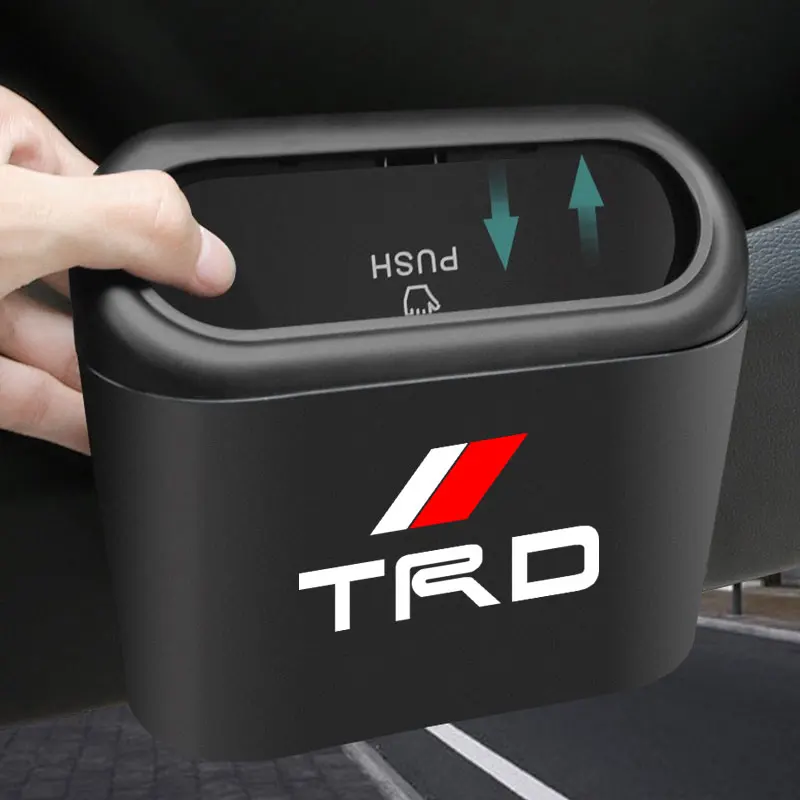 

1pcs Car Logo Interior Press Trash Can for Toyota TRD Logo Corolla Chr Avensis Yaris Camry Racing Auto Interior Accessories
