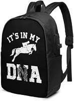 its in my dna horse lover riding business school bookbag travel backpack with usb charging port headphone port fit 17 in