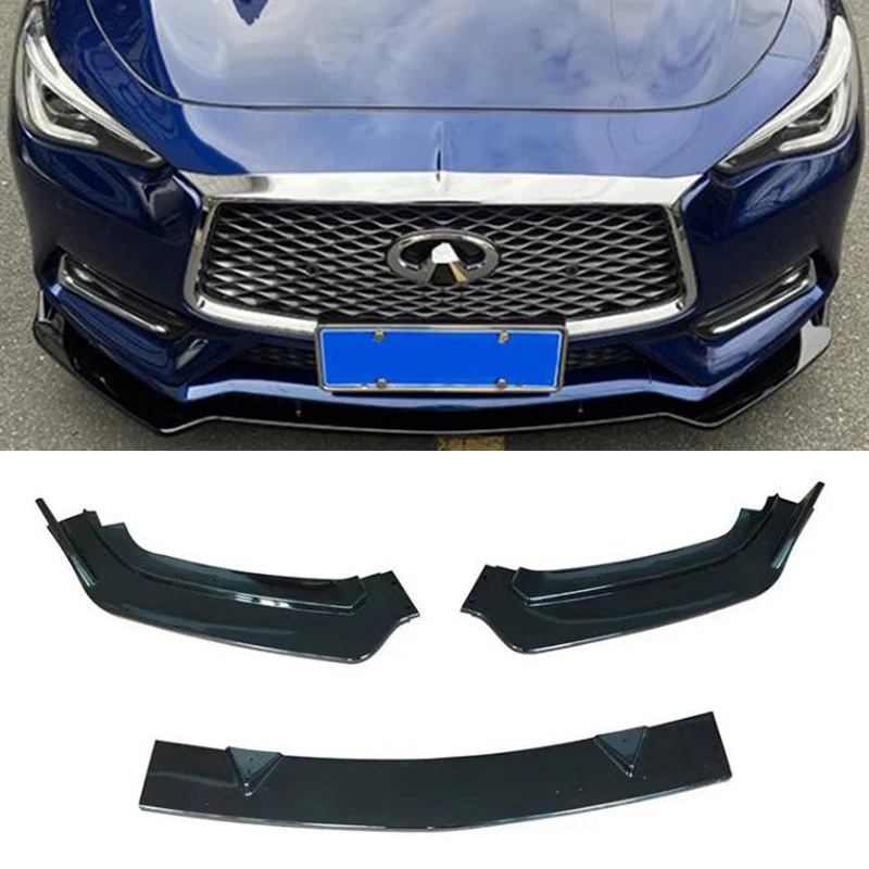Для 3 шт. автомобильный передний бампер диффузор для губ Infiniti Q60 Q60S сплиттер ABS