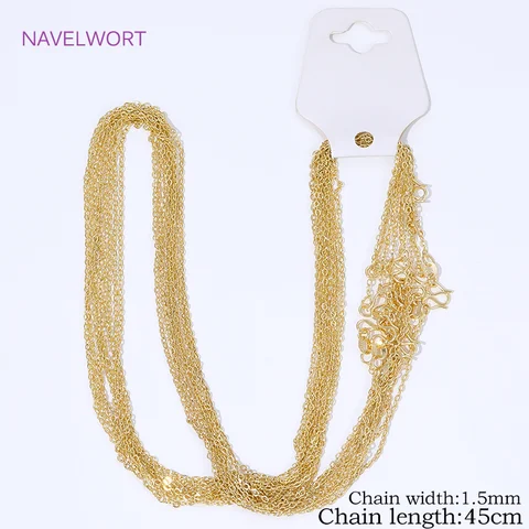 Цепочки для ожерелий NAVELWORT, золотистые, латунь, 6 штук