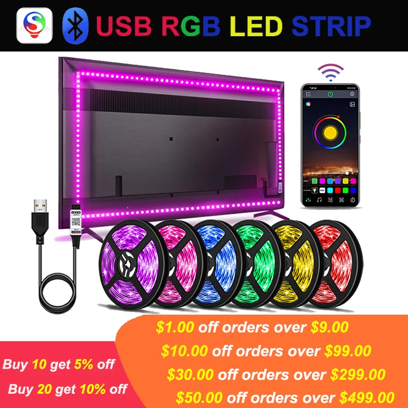Светодиодная RGB-лента для смарт-ТВ, 5 В, Usb