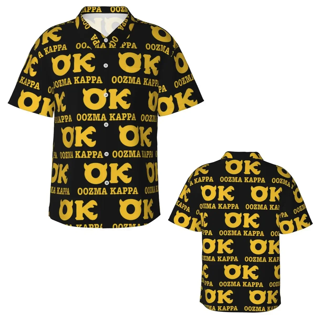 Фото Модные гавайские рубашки Squishy Oozma Kappa OK, модные мужские рубашки с короткими рукавами для лета и пляжа, мужские рубашки на пуговицах №2