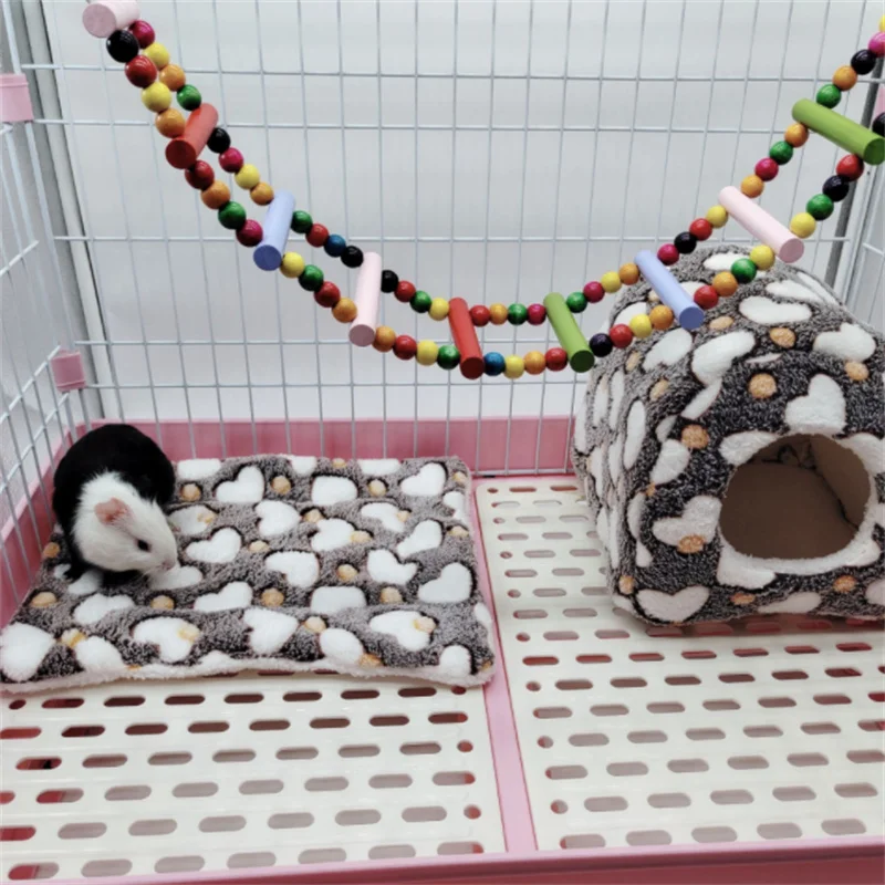 

Pet Hamster Hammock Double-layer Guinea Pig Cages Soft Fleece Warm Small Animal Cage Rat Squirrel Chinchillas Nests Pets Supplie