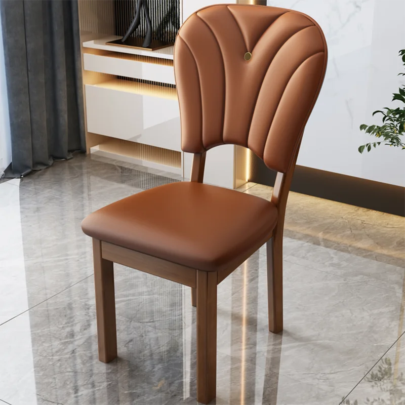 

Relaxing Wooden Dining Chairs Minimalist High Retro Occasional Leather Dining Chairs Nordic Luxury Cadeiras De Jantar Furniture