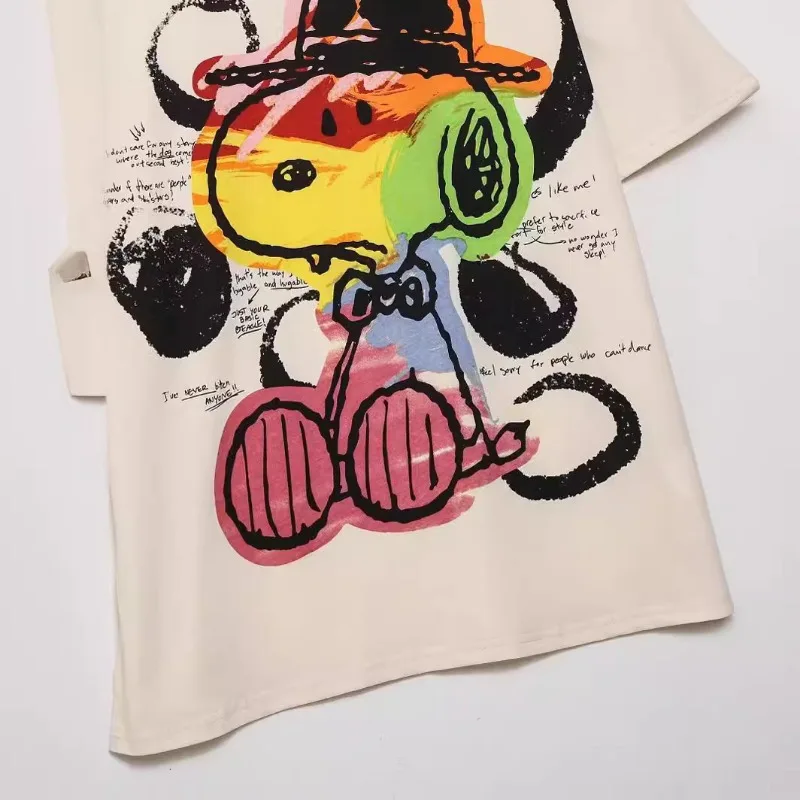 Женская футболка с коротким рукавом круглым вырезом и принтом