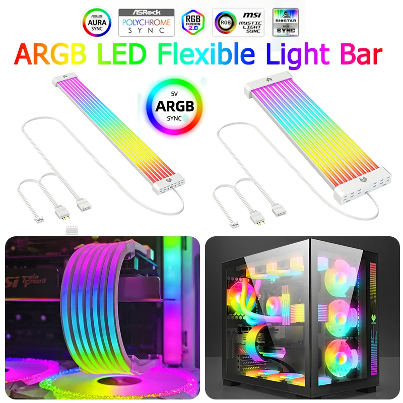 

Светодиодная лента COOLMOON AOSOR для подсветки ПК, гибкая полоска для подсветки ПК, 5 В, с синхронизацией оссветильник ительных светодиодный боро...