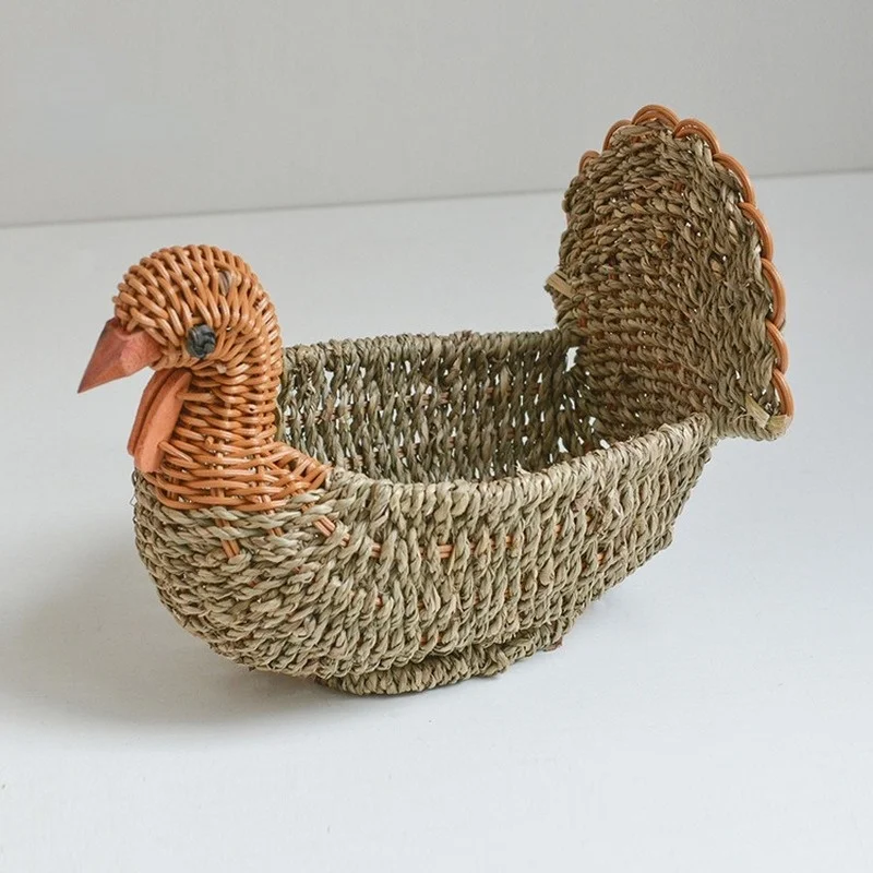 

Creative Imitation Animal Shape Snack Rattan Storage Basket Living Room Desktop Fruit Basket Home Decoration Ornaments
