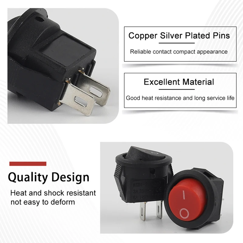 5/10 шт. 2-контактный диаметр 16 5 мм круглый кулисный переключатель для лодки 3A/250 В