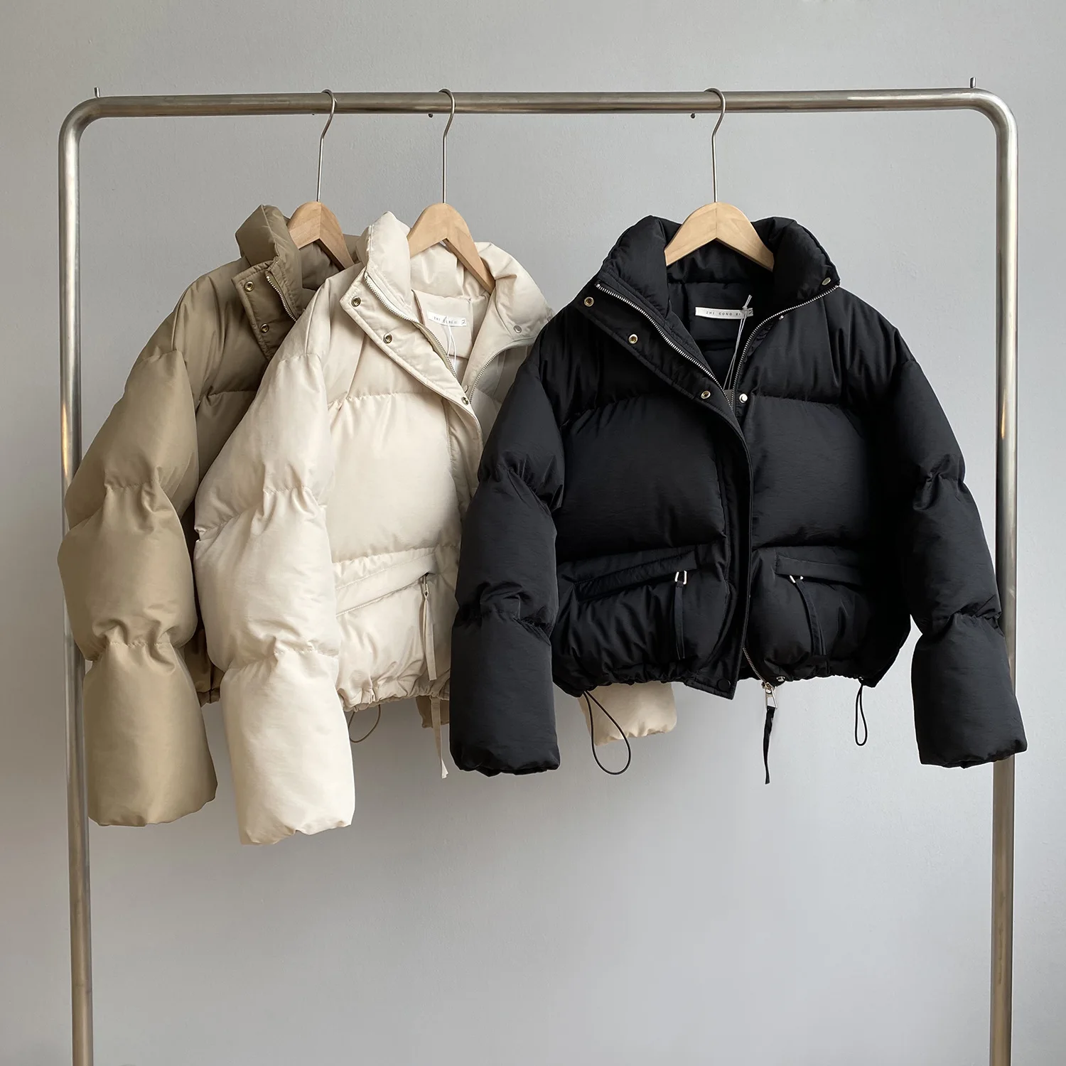 2022 Women's Clothing Autumn Winter Little Man Thick Take Rope Bread Women Down Cotton Stand Collar Cotton-Padded Jacket Jacket