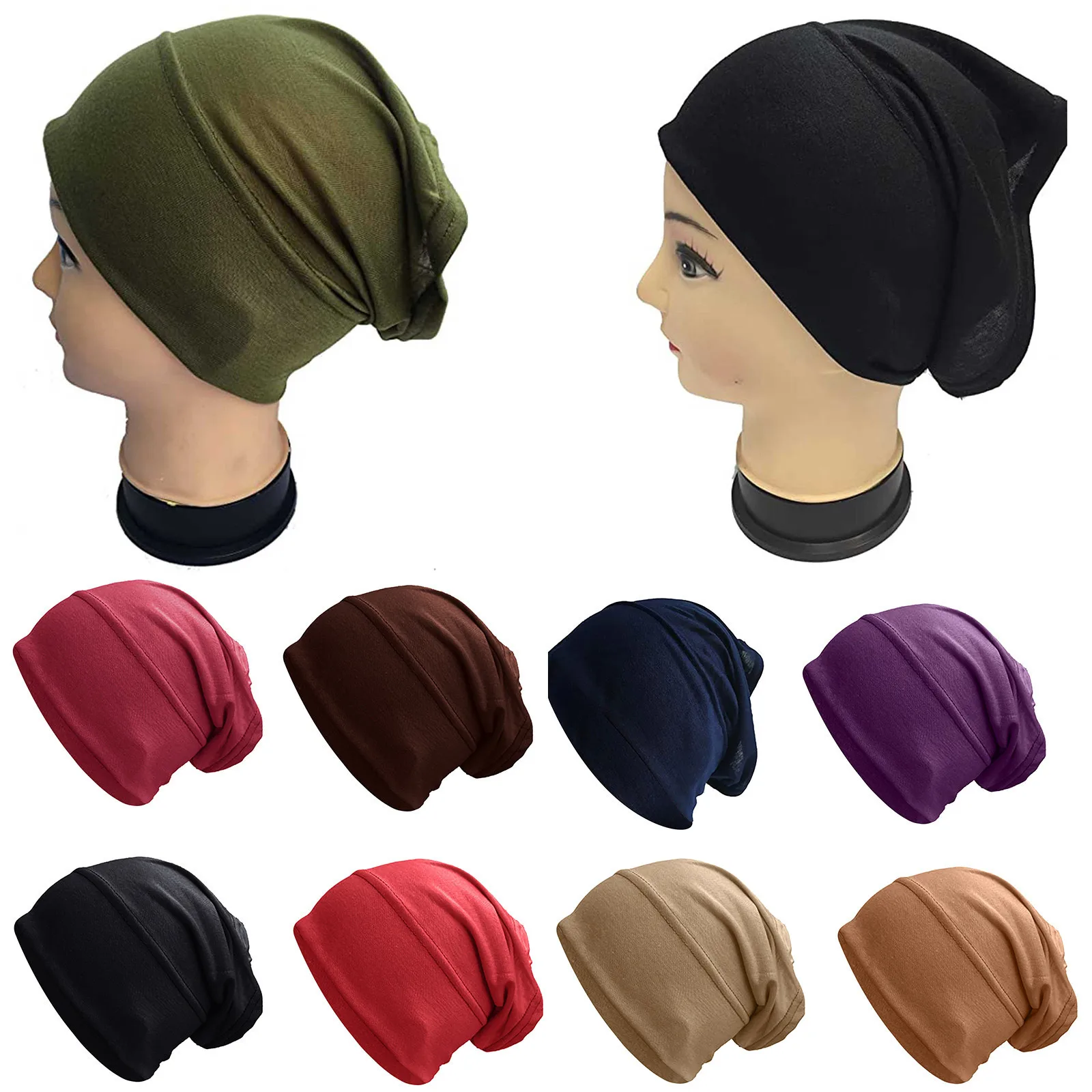 

11 Colos In Stock Under Hijab Scarf Tube Stretchable Bonnet Cap Women Fashion Hat Super Comfy High Quality Hats Fast Shipping