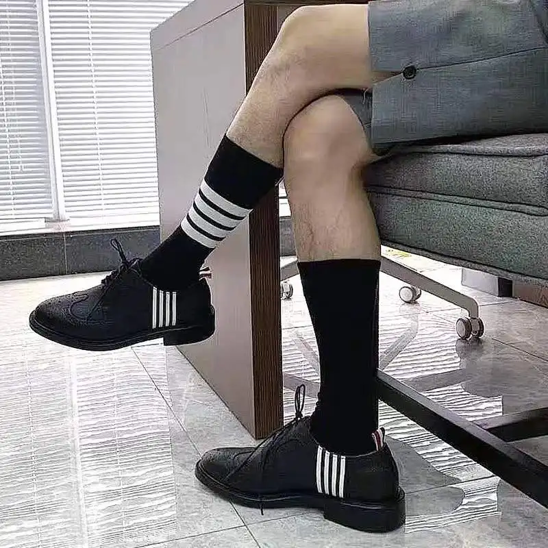 

Кроссовки TB THOM из телячьей кожи, роскошные кеды из натуральной кожи, 4 бара, в полоску, черные, ручная работа, повседневные деловые туфли