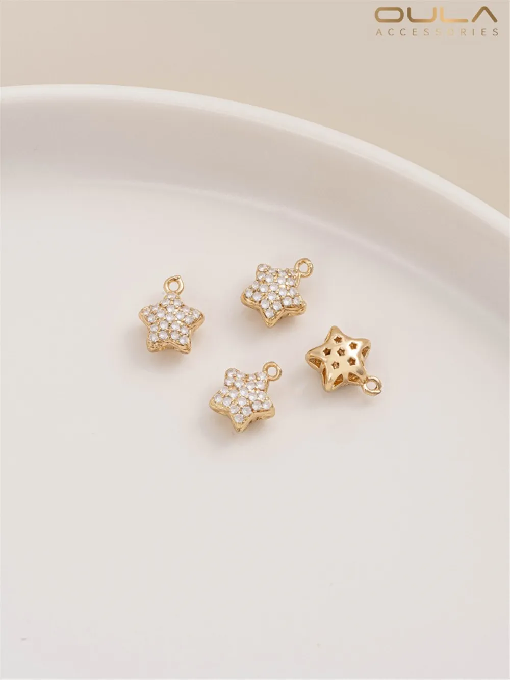 Позолоченный циркониевый трехмерный полый Пятиугольный кулон в форме звезды с