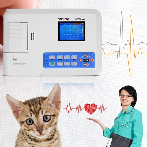 Ветеринарный Цифровой Электрокардиограф, 3 канала, 12 выводов