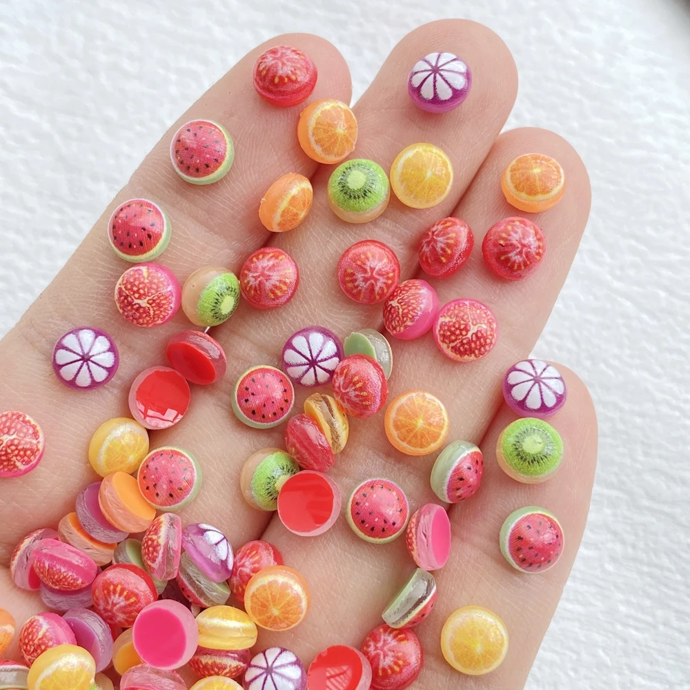 50 шт. милые мини-красочные апельсины из смолы арбузы киви с плоской задней частью