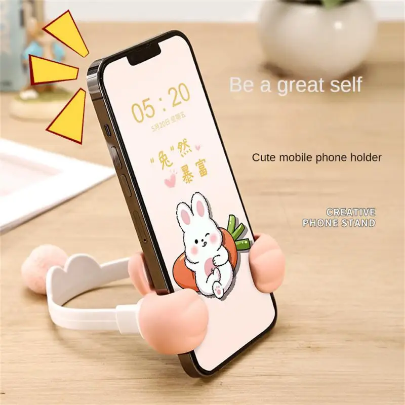 

New Online Red Cartoon Holder New Creative Rabbit Thumb Holder TPR ABS Anti Slip Mobile Phone Holder For 7-inch Mobile Phones
