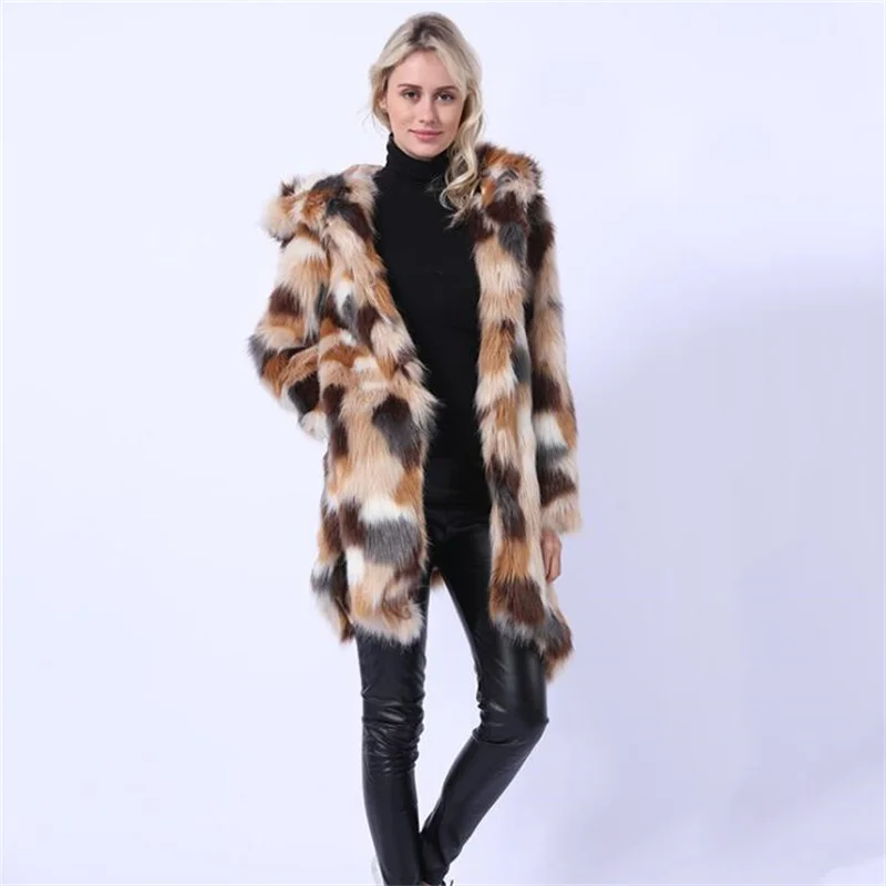 Autumn faux fur leather jacket womens warm Mid-length fur leather coat women loose jackets winter thicken fashion b520