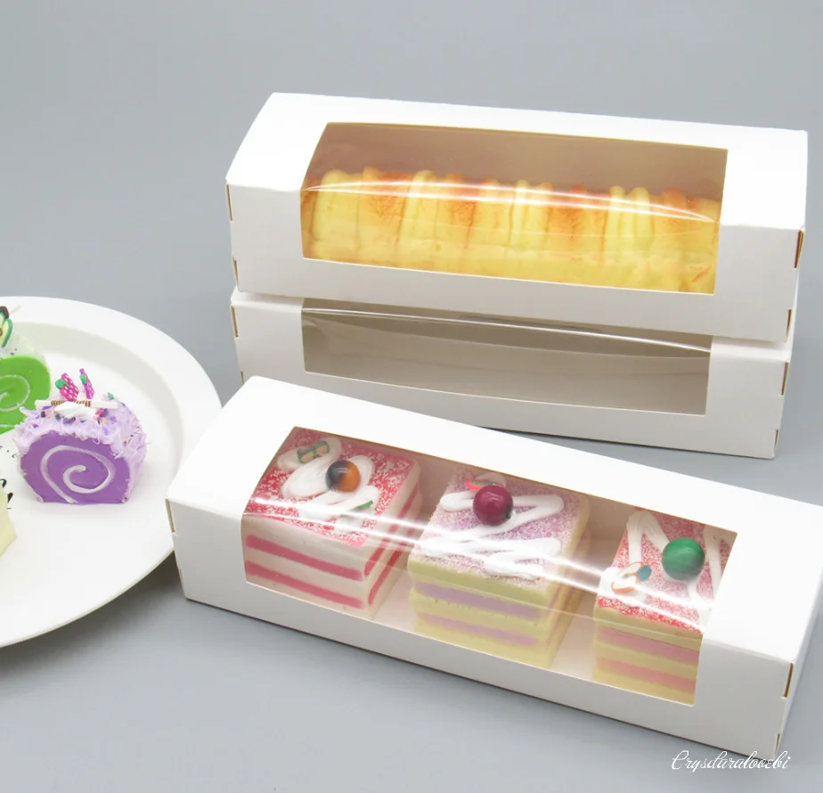 

10pcs Macaron PVC Boxes with Clear Window Paper Packaging Box Cookie Containers for Home Dessert Shop Kraft Paper