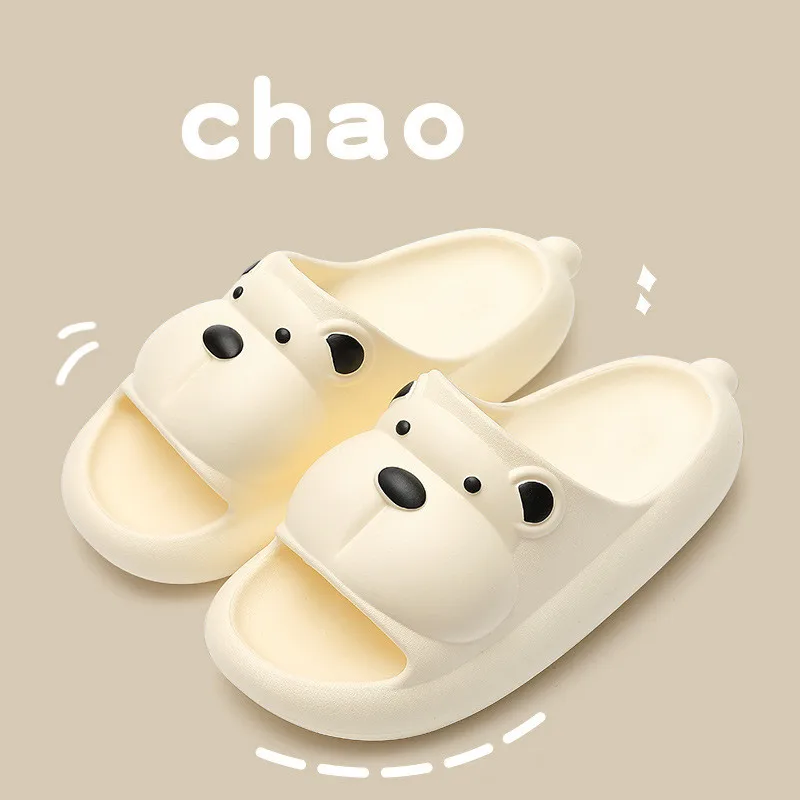 Summer Women Slippers Bath Thick Platform Non-Slip Home Bear Cartoon Flip Flops Men Beach Sandals Ladies Slides Indoor Outdoor