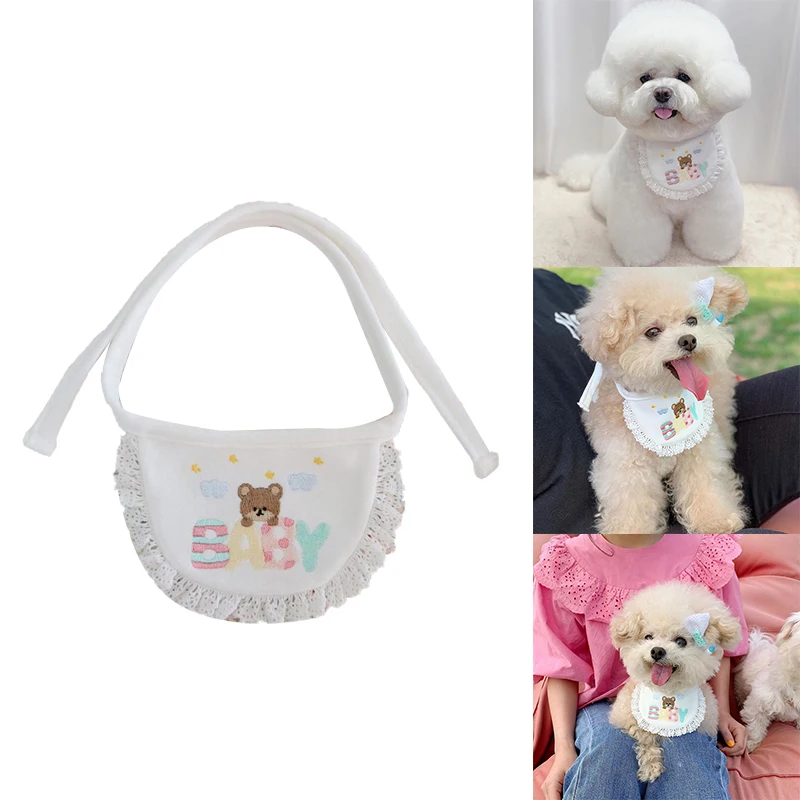 Милый детский нагрудник с вышивкой в виде медведя кошки аксессуары для домашних