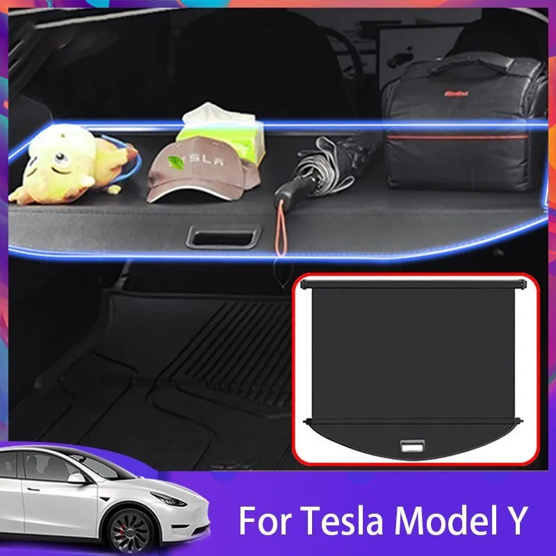 

Tesla модель Y 2021-2023, занавеска для багажника, занавеска для багажника, занавеска без перфорации, верхняя и нижняя многослойная Выдвижная занавеска