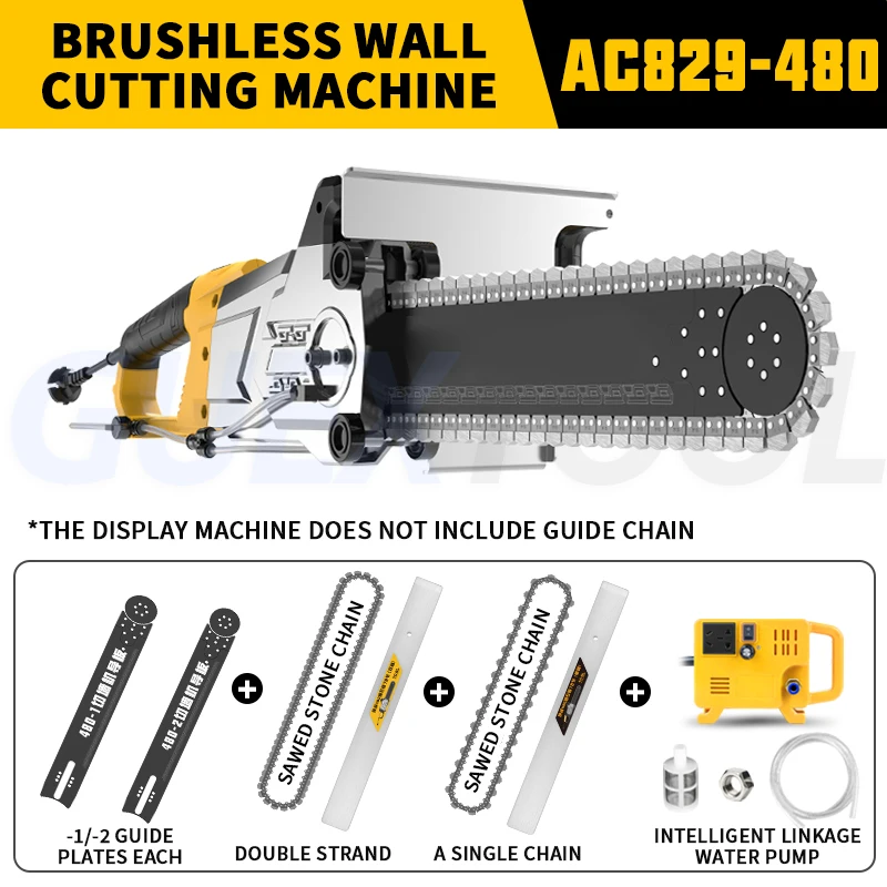 

Высокомощная машина для резки стен без пыли, 5000 Вт, машина для резки армированного бетона, Электрическая цепная пила для красных кирпичных стен Регулируемый резак стен Установка окон и дверей, открытие вентиляционных