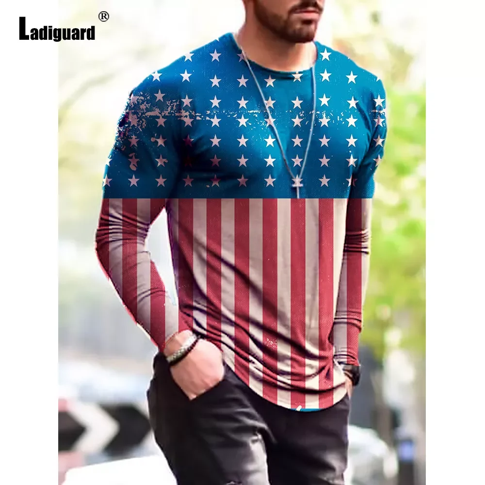 

European and American popular men's leisure sports 3D digital printing T-shirt Street trend 3D printing long sleeve T-shirt s-6x