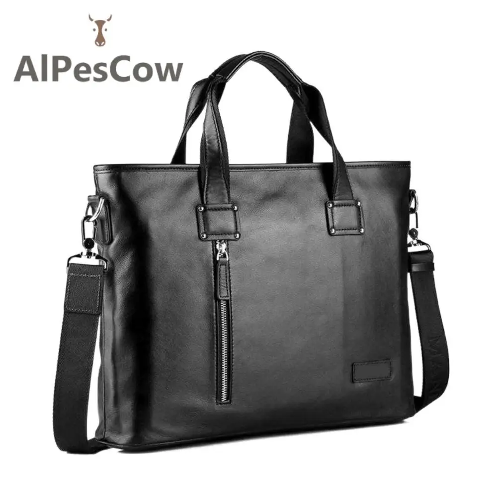 Genuine Leather Unique Design Handbag For Men 100% Alps Cowhide Vintage Briefcase Men's Luxury Executive Laptop Bag Top Quality