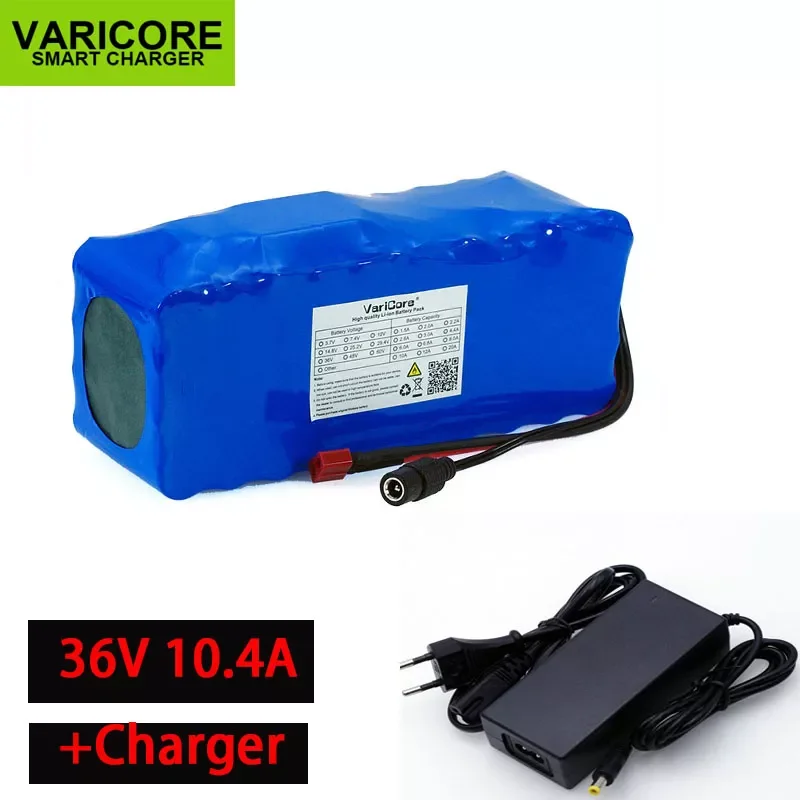 

NEW2023 VariCore 36V 10400mAh 18650 Lithium Battery 10.4ah Motorcycle Electric Car Bicycle Scooter batteries with BMS+ 2A Charge