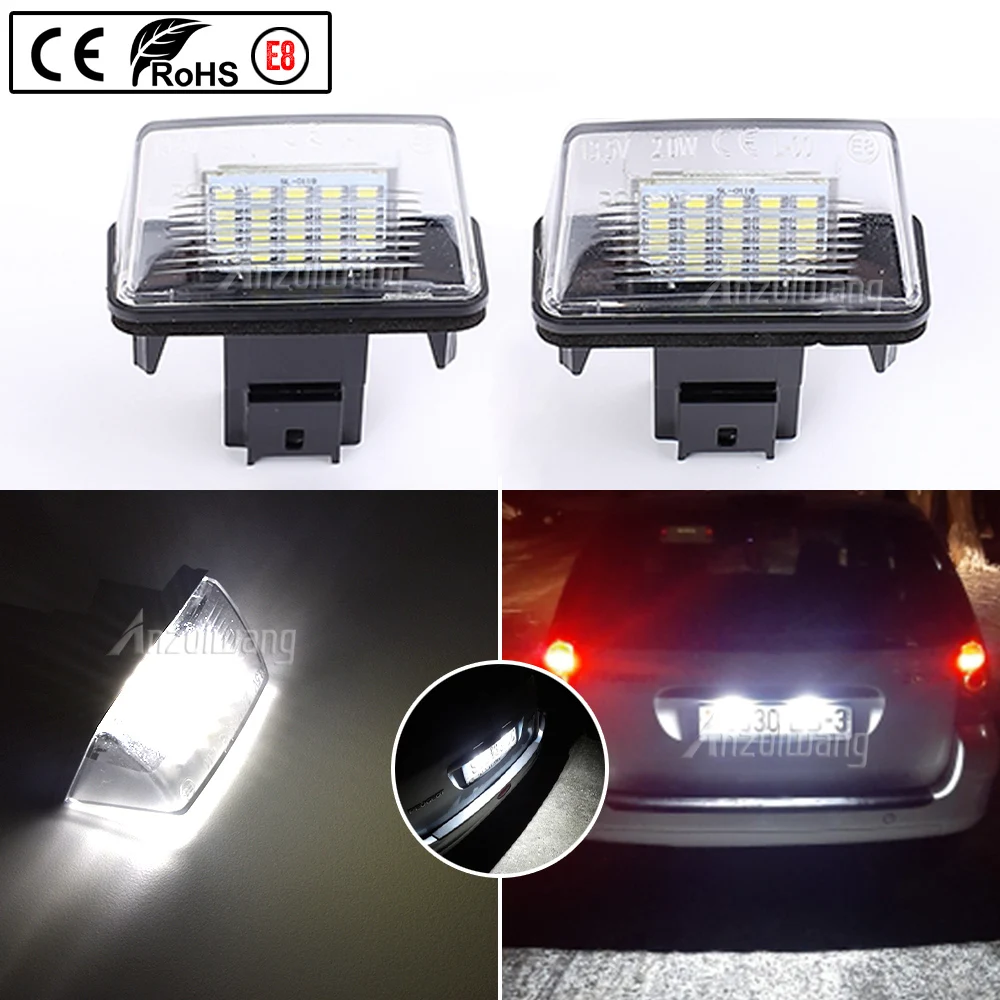 2Pcs/set 18 LED License Number Plate Lights Lamp For Peugeot 206 207 307 308 406 Citroen C3/C4/C5/C6