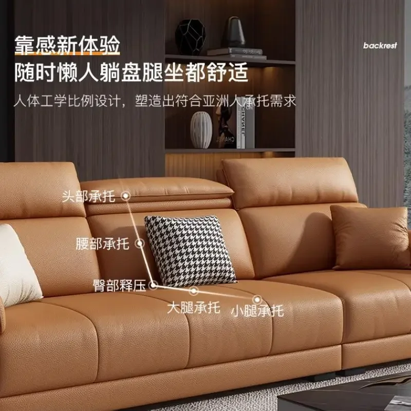 Легкий роскошный первый слой из воловьей кожи диван для гостиной кожаный прямой