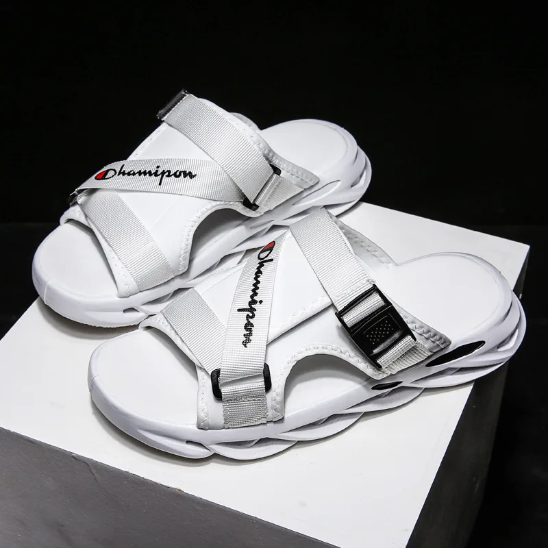 Мужские Нескользящие шлепанцы с перекрестной шнуровкой открытым носком