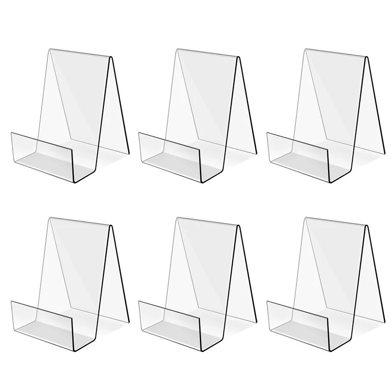 

6PACK Acrylic Book Stand Clear Acrylic Display Easel Holder For Displaying Picture Albums, Books, Music Sheets