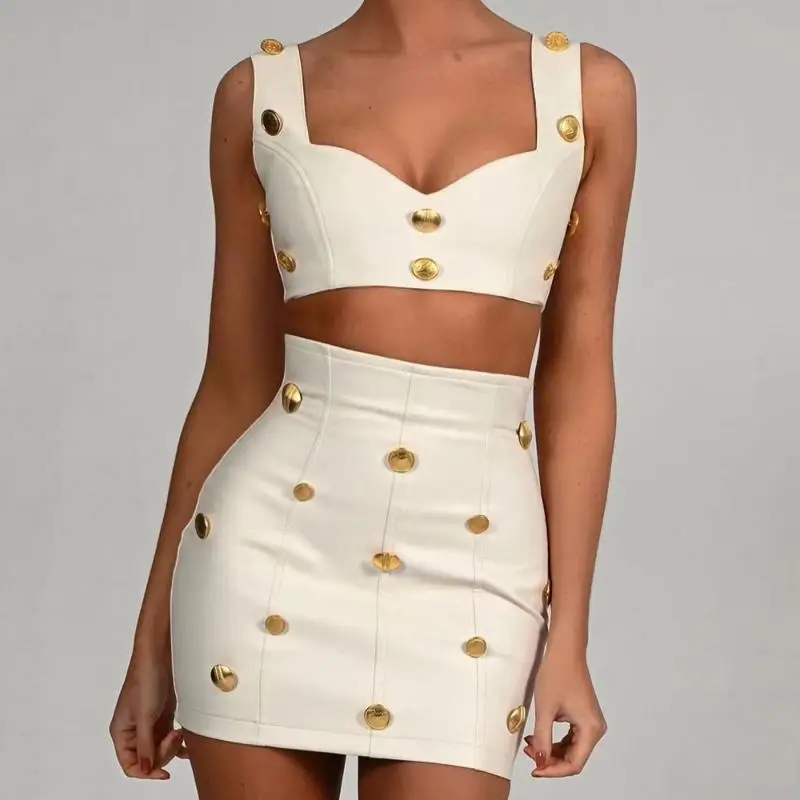 Женские облегающие костюмы из искусственной кожи белые топы на пуговицах и