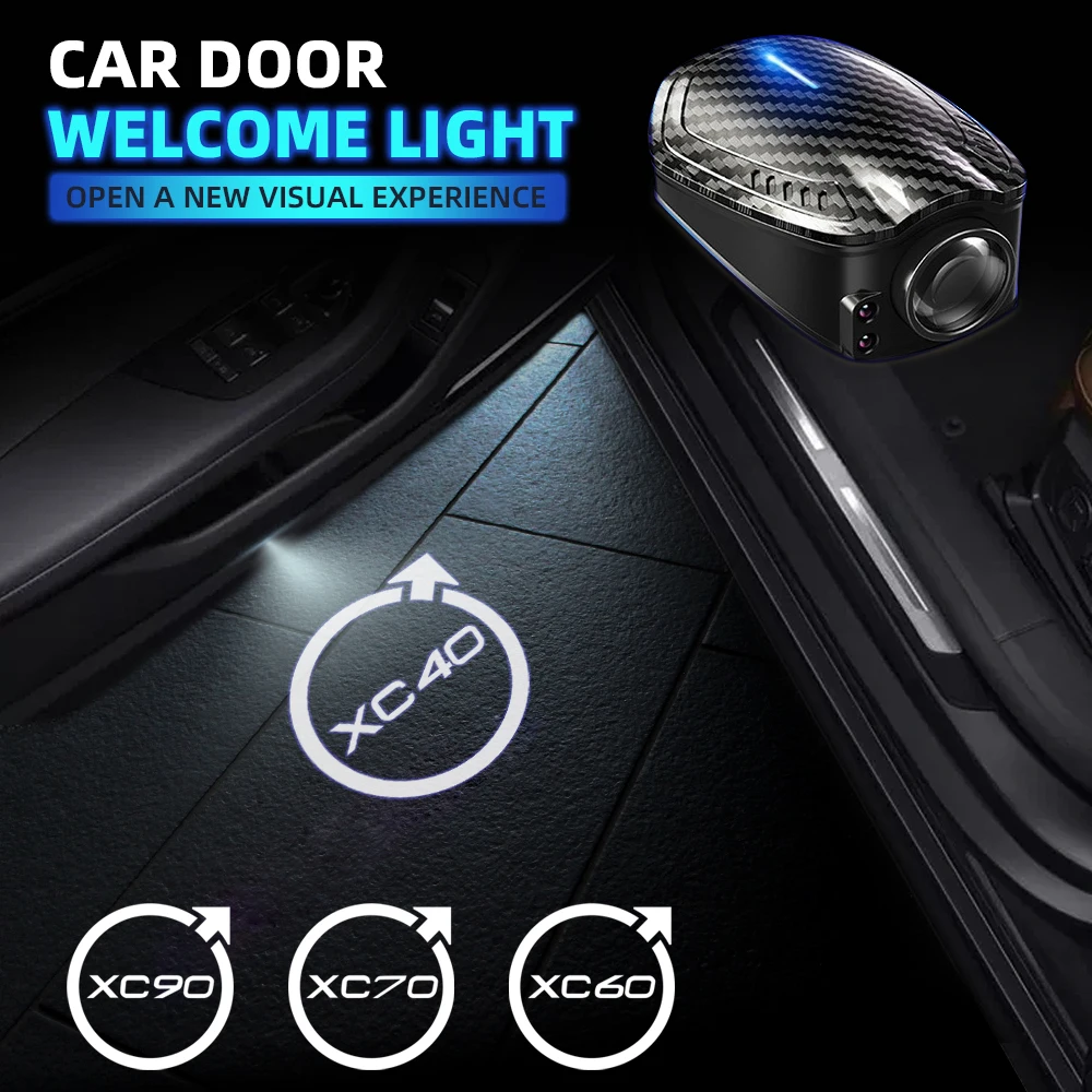 2 шт. USB перезаряжаемые для Volvo XC60 XC90 XC40 XC70 Логотип R дизайн Автомобильная дверь HD