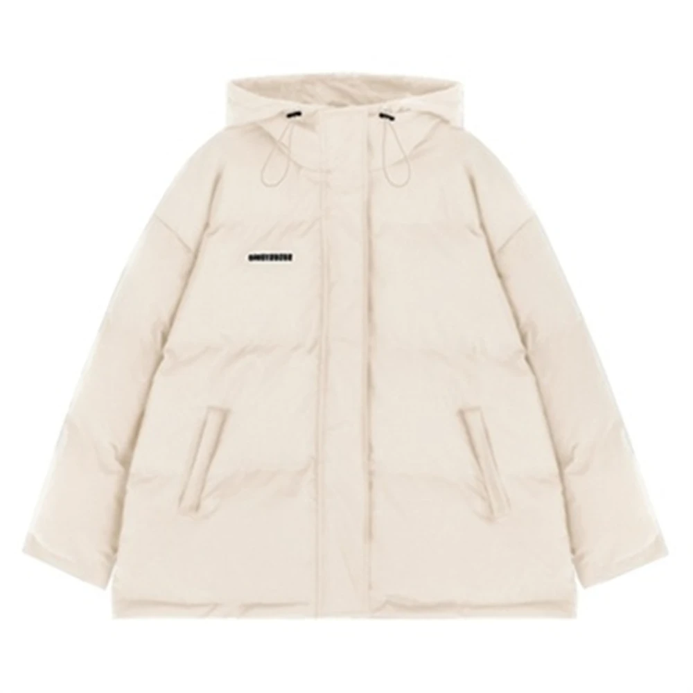 2022 New Winter Solid Color Hooded Thickened Down Jacket For Students Loose Straight Cotton Jacket For Women