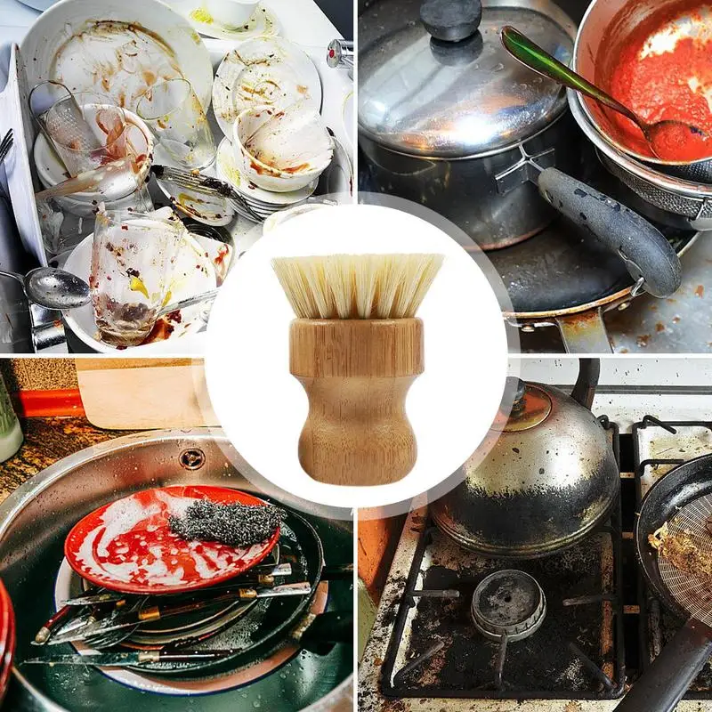 Щетки из натурального бамбука для мытья посуды деревянная фотощетка чугунных