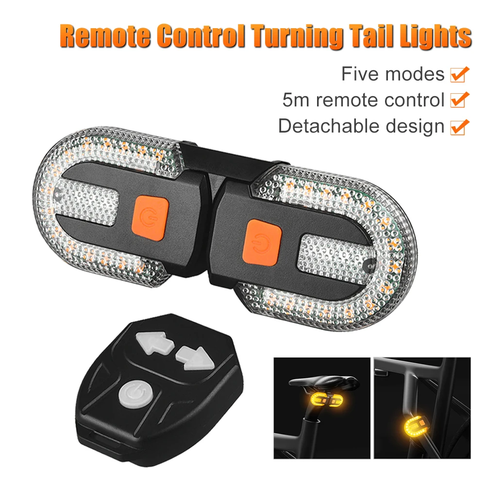 

Bicycle Remote Control Turn Signal Taillight LED Rechargeable Waterproof Bike Warning Lamp for Outdoor Cycling Accessories