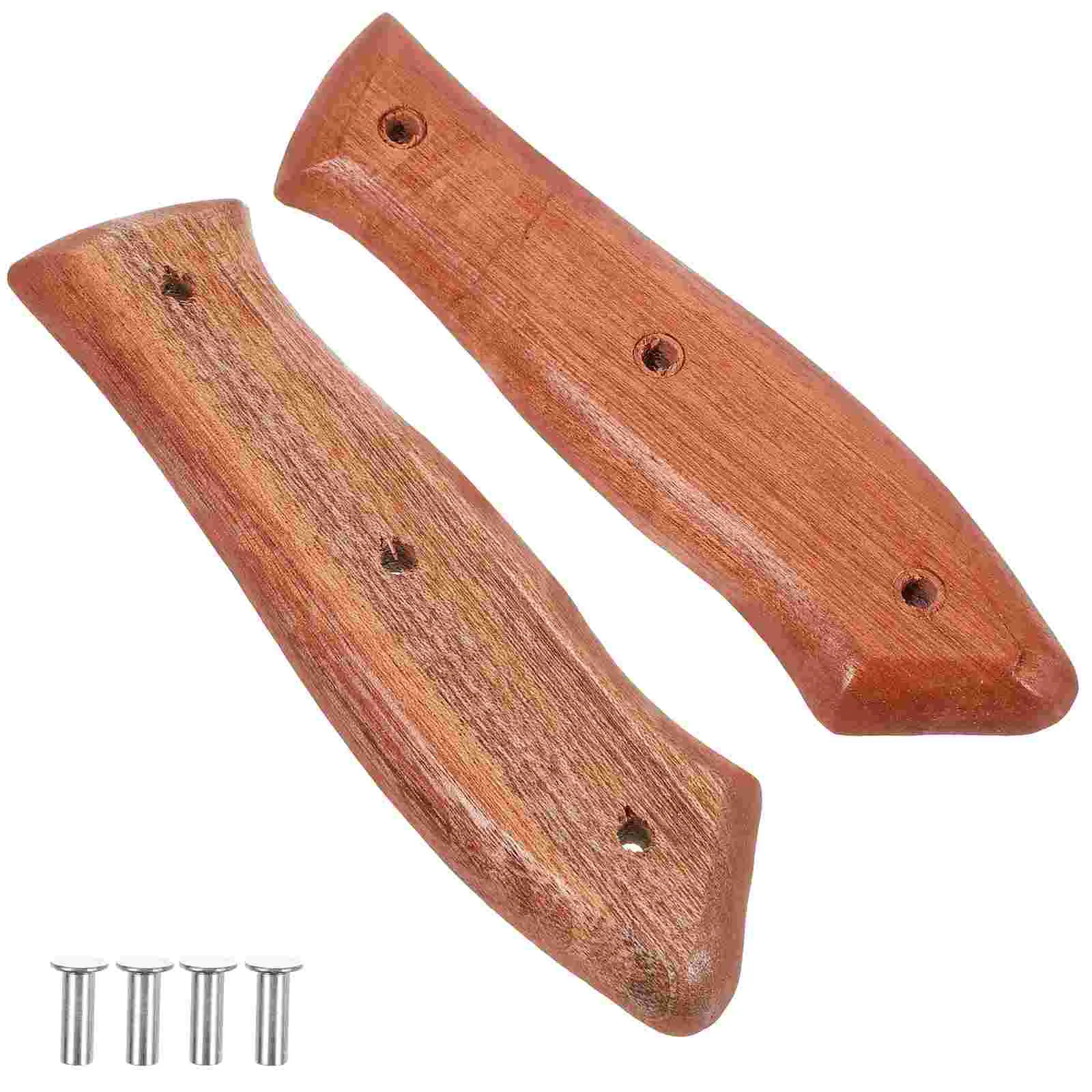 

2 Pcs Handle Kitchen Knife Wooden Replacement Handles Holes Making Supplies Home