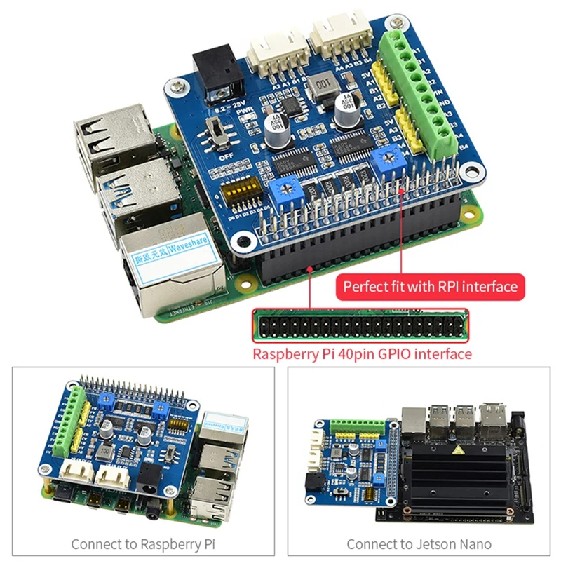 Плата драйвера шагового двигателя DRV8825 для Raspberry Pi 4B 3B + Zero 2 Вт модуль с двумя