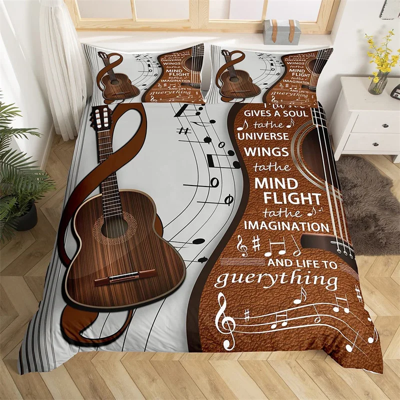 

Guitar Duvet Cover King For Kids Adult Rock Music Bedding Set Guitar Instruments Comforter Cover Set Music Notes Bedspread Cover