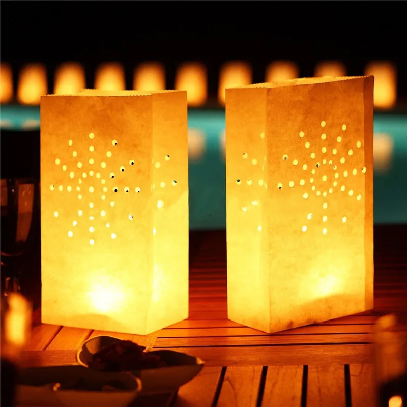 

10pcs/lot Festival Lantern Heart Tea Light Holder Luminaria Paper Candle Bag for Outdoor Wedding Party Home Lantern Decoration
